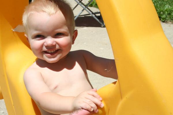 Burke smiling in the sunshiney