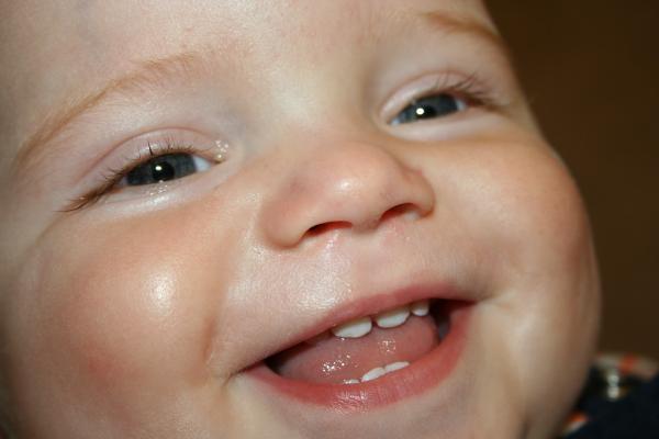 Burke smiling at 1 year old